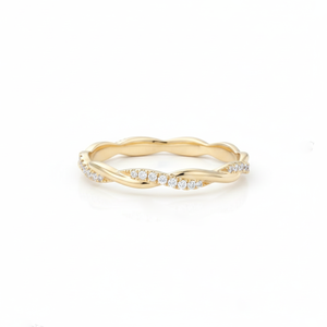 Manufacturing 14K Solid Gold Twisted Diamond <b>Wedding</b> Band Minimalist Pave Set Stackable Ring Round Lab Diamond Engagement Ring - Product Image 1
