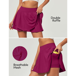 Falda Deportiva Nueva 2026 OEM ODM para Mujer, Falda de Tenis Morada con Cintura Elástica, Secado Rápido, Color Sólido, Ajuste Regular, para Todas las Estaciones - Product Image 3