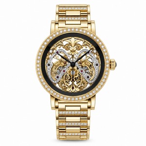 Luxury unisex Diamond Watch Stainless Steel Case <b>Red</b> Dial Roman Numeral Analog Quartz Movement Sapphire Crystal 44mm - Product Image 4