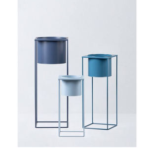 Pots de fleurs décoratifs en métal au design moderne pour la maison, le patio, le bureau, l'intérieur, support rond pour plantes - Product Image 3