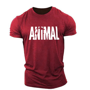 <b>Animal</b> Letter Print <b>Men's</b> Regular Fit Short Sleeve O-Neck Soft T-Shirt Casual Jersey Cotton Breathable Normcore/Minimalist - Product Image 1
