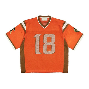 American Football Jersey Printed Casual for Yellow 22 Tackle Twill Mesh Unisex Adult Short Sleeve V-Neck Breathable - Product Image 3