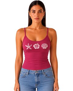 เสื้อกล้ามครอปสายเดี่ยวสีชมพูสดใสสำหรับผู้หญิง ทรงเข้ารูป ใส่สบาย เหมาะกับฤดูร้อน ลายพิมพ์แฟชั่น ผ้าเนื้อนุ่ม ยืดหยุ่นได้ สไตล์สตรีทแวร์ - Product Image 1