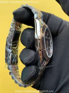 BOJ Plain R.O.L.E.X.11 41MM Elegant Style <b>Black</b> Dial Stainless Steel Mechanical Automatic Movement Moissanite <b>Watch</b> 3BAR Water - Product Image 2