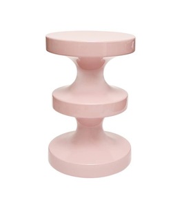 Mesa de Centro Moderna de Plástico Brillante Rosa, Diseño de Discos Apilados, Mesa Auxiliar Decorativa para Sala de Estar - Product Image 1