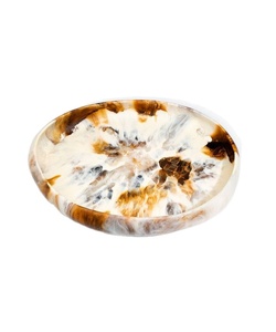 Grand bol en résine rond blanc à motifs en spirale, bol à salade, plat à fruits décoratif, vaisselle moderne faite à la main, finition mate, design léger - Product Image 1