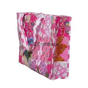 Eco-Friendly Cotton Quilted Long Handle <b>Large</b> Tote <b>Bag</b> for Women Handmade in Rajasthan for <b>Beach</b> Travel & Daily Use - Product Image 1