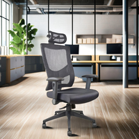 Chaise de bureau exécutive ergonomique moderne en maille, avec cadre en acier, appuie-tête et accoudoirs réglables, mécanisme synchrone à ajustement automatique du poids