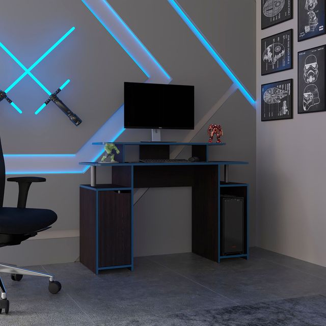 Hobart 1-Door 6-Shelf Gaming Desk