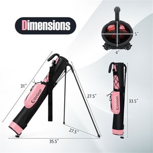 Borsa Porta Mazze da Golf Portatile a Doppio Trasporto con Tracolla e Maniglia Superiore, Tasca con Cerniera e Porta Bottiglia, Stampa Logo Rosa e Nera - Product Image 2
