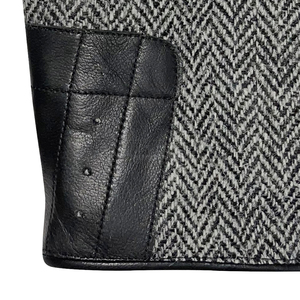 Gants en cuir tweed à carreaux gris et noir, personnalisables OEM, nouvelle mode, chauds, pour l'hiver, à doigts complets, pour hommes - Product Image 5