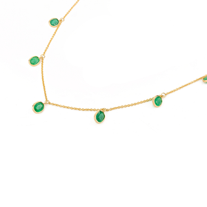 Hot Selling Products Minimal Elegant Design 14K Yellow Gold Natural Emerald Charm <b>Necklace</b> For Women's Anniversary Gift Jewelry - Product Image 5
