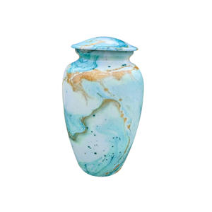 Castle Landscape Fantasy Art Metal Cremation Urn with Waterfall Scene for Eternal <b>Memorial</b> Tribute - Product Image 2