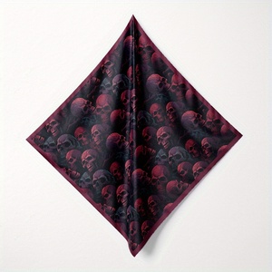 Pañuelo de Cabeza Cuadrado de Seda Satinada con Logotipo Personalizado, Diseño Geométrico de Hojas y Animales - Pañuelos Multifuncionales - Product Image 1