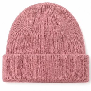 Bonnet d'hiver rose bonbon le plus vendu, en tricot côtelé, chaud, avec logo personnalisé - Vêtement d'hiver classique - Product Image 1