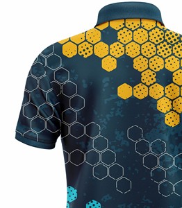 Corex Men's Short Sleeve Polo <b>Shirt</b> <b>Geometric</b> Honeycomb Print Quick Dry Polyester Casual Sport Wear - Product Image 6