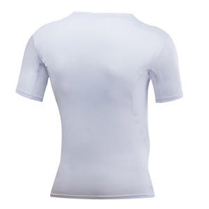 Camiseta de Compresión de Manga Corta Blanca para Hombre, Corte Ajustado, Secado Rápido, Cuello Redondo, Color Sólido Informal - Product Image 2