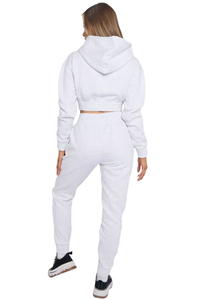 Conjunto Deportivo Negro Premium para Mujer, Sudadera Corta con Capucha y Pantalones Jogger, Ropa Deportiva Informal para Gimnasio, Atuendo Cómodo - Product Image 4