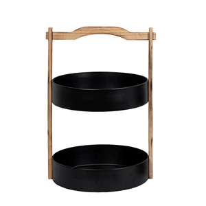 Plateau décoratif rond à 3 niveaux plaqué or, tendance du moment, avec poignée, design contemporain, lot de plusieurs pièces - Product Image 4
