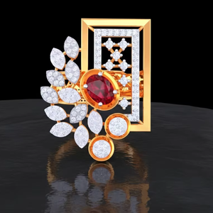 แหวนพลอยทับทิมสีแดงรูปไข่ทรงสวยหรู พร้อมดีไซน์กรอบทองรูปดอกไม้/สี่เหลี่ยม สำหรับเครื่องประดับงานปาร์ตี้ - Product Image 5