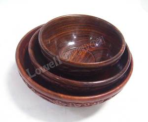 Ensemble de bols de service légers en bois sculpté, design bohème, écologiques et faits à la main, pour les collations, les fruits secs, les salades - Cuisine à domicile - Product Image 1