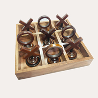 Madera de acacia y resina 3D Tac Tic Toe educativo interior/exterior fiesta rompecabezas juguete para edades de 2 a 18 +