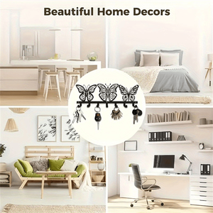 CIFbuy Modern 7-<b>Hook</b> Butterfly <b>Key</b> Holder <b>Wall</b> Mount Entryway Hallway Decor Mail & <b>Key</b> Organizer for TikTok & for Temu Pick - Product Image 4