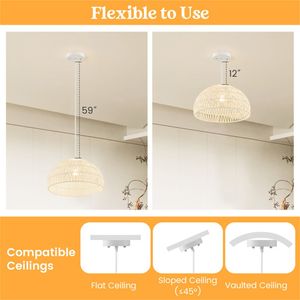 Lampada a Sospensione in Rattan Stile Rustico Moderno di Lusso, Regolabile in Altezza - Product Image 3