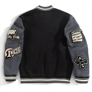 OEM Men's High Quality Thick Wool Winter College Bomber <b>Jacket</b> Custom Logo Streetwear Varsity Style Chenille Embroidery <b>Patches</b> - Product Image 3