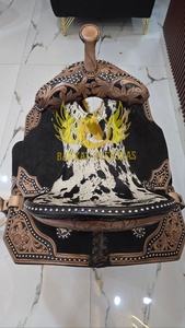 Selle de cheval artisanale personnalisée avec accents floraux en cuir de vachette, de qualité supérieure, pour concours western et course de baril, portable, avec logo personnalisé - Product Image 3