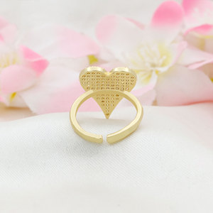 Gold Plated <b>Silver</b> <b>Adjustable</b> Heart Shaped CZ Stones Pave Setting <b>Ring</b> Romantic Women's Jewelry for Wedding Party Gift - Product Image 3