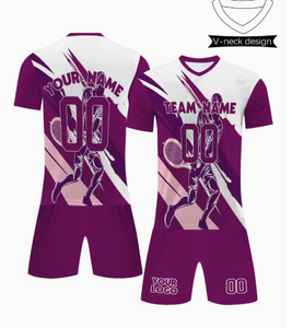 Ensemble de maillot de basket-ball sublimé pour hommes, uniforme de tennis, col en V, manches courtes, respirant, anti-transpiration, polyester/coton, unisexe - Product Image 2