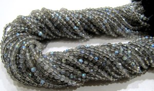 Perles de Labradorite Naturelle Facettées Rondelles 2-2,5 mm Grises Chatoyantes, Fils de 13 Pouces de Long - Product Image 5