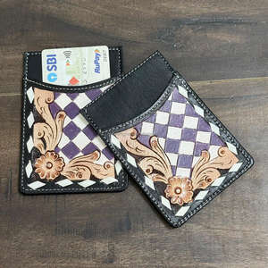 OEM ODM รับผลิตตามสั่ง กระเป๋าใส่บัตรเครดิต/บัตรประชาชน หนังแท้ 100% ดีไซน์หรูหรา ทำมือ ทรงบาง แบบมินิมอล ลายตาราง - Product Image 5