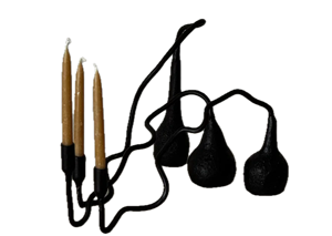 Juego de Portavelas Cónicos de Hierro Hechos a Mano, Diseño Serpentino Escultural, Negro Mate, Latón Antiguo, Copa para Flores, Decoración Navideña para el Hogar - Product Image 4