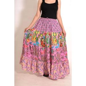 Women Handmade Cotton <b>Long</b> <b>Skirt</b> Floral Printed Boho Maxi <b>Skirt</b> Festival Beach Holiday Clothing - Product Image 2
