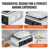 Gaufrier commercial 1500W 6 bâtonnets antiadhésif en acier inoxydable pour corn dog, équipement de boulangerie