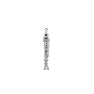 Pendentif breloque en laiton plaqué argent avec zircone cubique verte en forme d'œil de poisson pour la fabrication de bijoux et colliers - Product Image 4