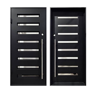 Minimalist-style rust-resistant wrought iron entrance door; easy to assemble, featuring a powder-coated finish. - Product Image 3