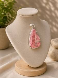 Natural Rhodochrosite Teardrop Sterling Silver Ethnic Unisex Wedding <b>Birthstone</b> July <b>Pendant</b> - Product Image 2