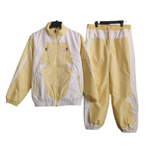 Custom Fashion Wholesale Streetwear Casual Men Patchwork Windbreaker Sportswear Gym Tracksuit 2 Piece <b>Set</b> - Product Image 4