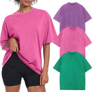 Camiseta estilo boyfriend para mujer, vintage, lavado ácido, holgada, OEM, personalizada, al por mayor - Product Image 1