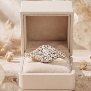 Wholesale Custom 14K Gold Diamond Pave <b>Dome</b> Signet <b>Ring</b> Luxury Iced Out Cluster Statement <b>Ring</b> OEM ODM Jewelry Manufacturer - Product Image 5