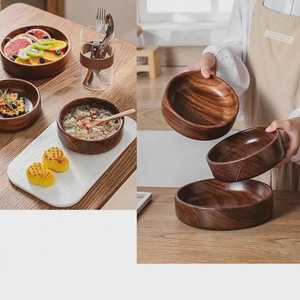 Ensemble de bols de service en bois massif faits à la main – Bols à salade et à fruits en bois naturel - Product Image 3