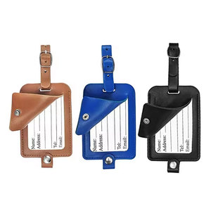 Etiqueta de equipaje de cuero genuino de alta calidad, cuero suave de lujo con logotipo personalizado - Product Image 1