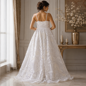 Luxury <b>White</b> Embroidered Ball Gown for Women Elegant Princess Wedding Dress Sleeveless Formal Bridal Reception <b>Maxi</b> Evening - Product Image 4