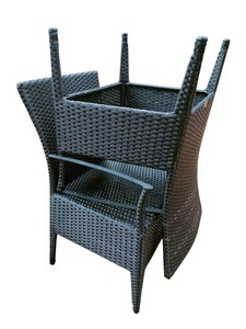 Ensemble de jardin en rotin d'extérieur 6 places, table en teck avec coussins blancs, résistant aux intempéries, design contemporain - Product Image 6
