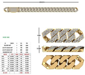 Pulsera de Lujo Miami Cuban Link con Diamantes Cultivados en Laboratorio IGI de 19.45ctw, Montura Pavé de 14mm, Claridad VVS, 8 Pulgadas, para Uso Diario, Estilo Iced Hip - Product Image 3