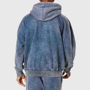 Mens Acid Wash Oversized Hoodie Vintage Faded Cotton Fleece Pullover <b>Sweatshirt</b> Loose Fit Streetwear Casual Wear - Product Image 2