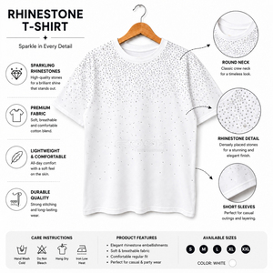 T-shirt de luxe pour homme Cosh International avec strass, blanc, décontracté, streetwear, manches courtes, en coton, imprimé, vente en gros OEM - Product Image 6